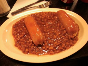 Franks and beans!  Franks and beans!