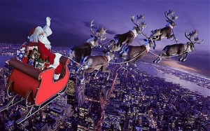 This is the last  known photo of Santa in his new Learjet sleigh