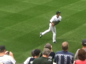Andy Pettitte warms up before the game.