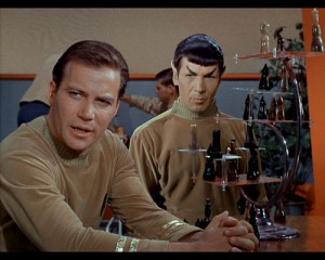 Look at Spock's face. It's evil. He's a cheater!